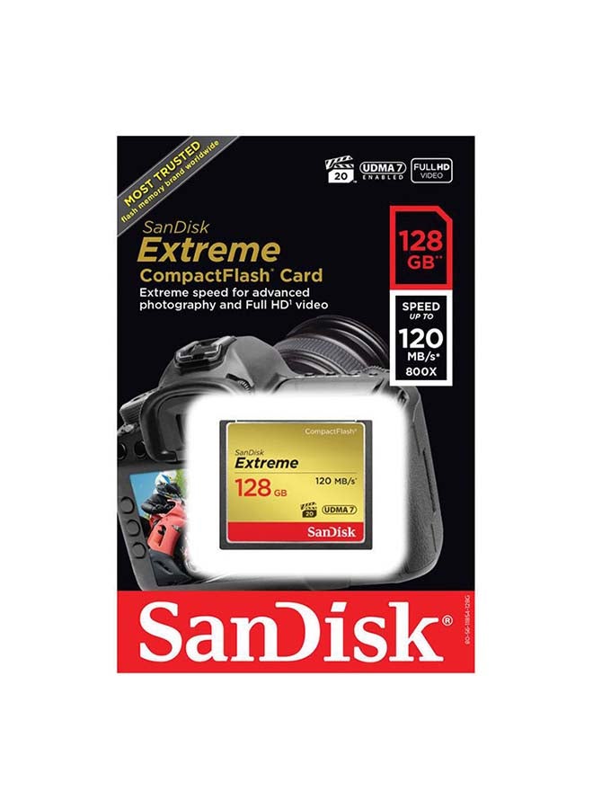 Sandisk - 128 GB Extreme Compact flash Memory Card write speeds of up to 85MB/s and read speeds of up to 120MB/s UDMA7, SDCFXSB-128G-G46 128 GB - Image 1