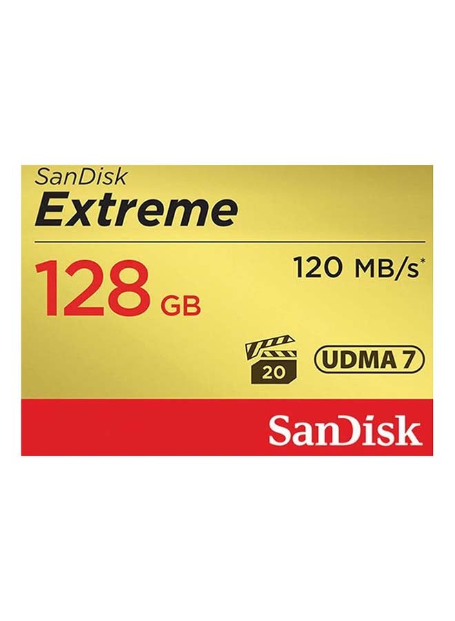 Sandisk - 128 GB Extreme Compact flash Memory Card write speeds of up to 85MB/s and read speeds of up to 120MB/s UDMA7, SDCFXSB-128G-G46 128 GB - Image 1