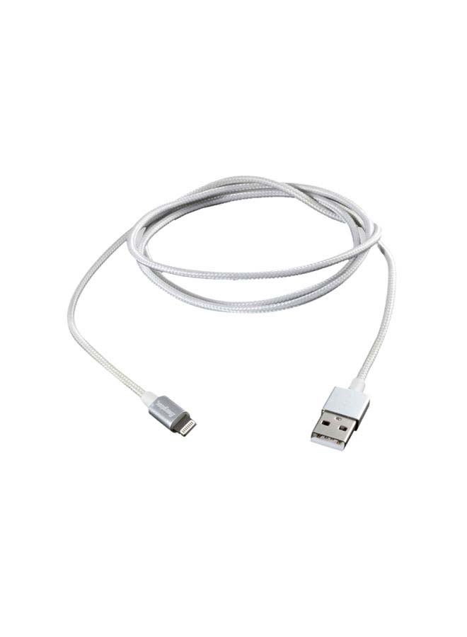 إنرجايزر كابل Lightning عالي التقنية 2.4A مضفر معدني معتمد من MFi لشحن سريع لهاتف Apple iPhone/iPod/iPad/iPhone X/ XR/11/11 Pro/11 Pro Max/12/12 Pro/12 Pro Max فضي  - Image 2