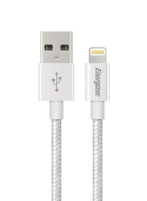 2.4A High Tech Metallic Braided Fast Charging MFi Certified Lightning Cable For Apple iPhone/iPod/iPad/iPhone X/ XR/11/11 Pro/11 Pro Max/12/12 Pro/12 Pro Max Silver Silver