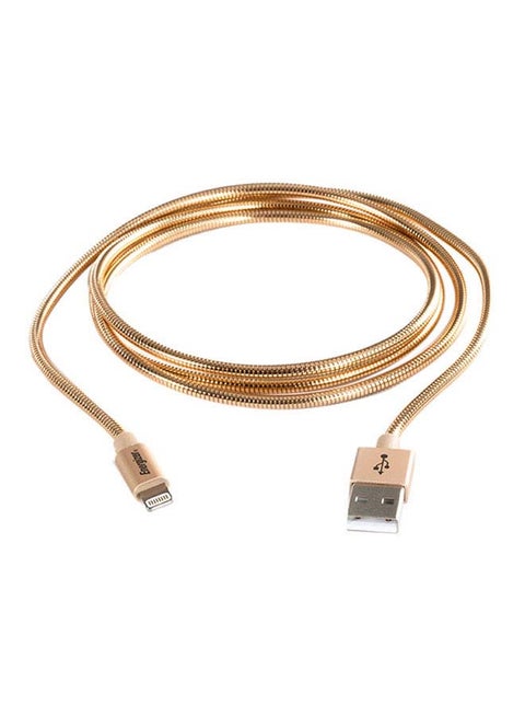 HighTech Metal Braded Quick Charging Lightning Cable Gold