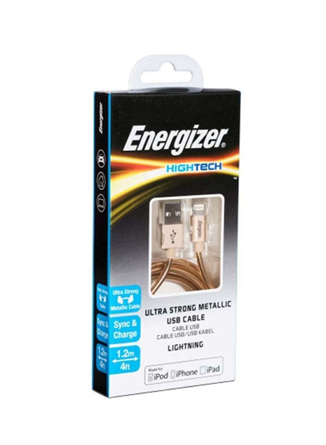 إنرجايزر كابل لايتنينج بتقنية عالية للشحن السريع مضفر بالمعدن ذهبي - Image 5