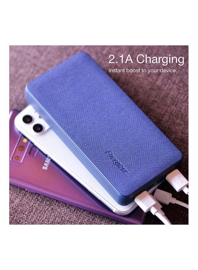 15000 mAh Max 2.1A Rapid Charging Premium Fabric Finish Power Bank With Dual Outputs And Type-C,Micro USB Inputs, PowerSafe Management Blue