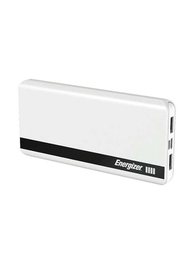 Energizer 10000.0 mAh Rapid Charging Power Bank With Dual Outputs And Type-C,Micro USB Inputs, Slim, Compact with PowerSafe Management White  - Image 1