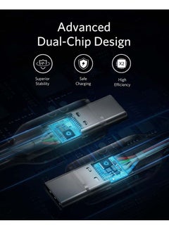 آنكر كابل بمنفذ USB للشحن ومزامنة البيانات أسود/فضي  - Image 5