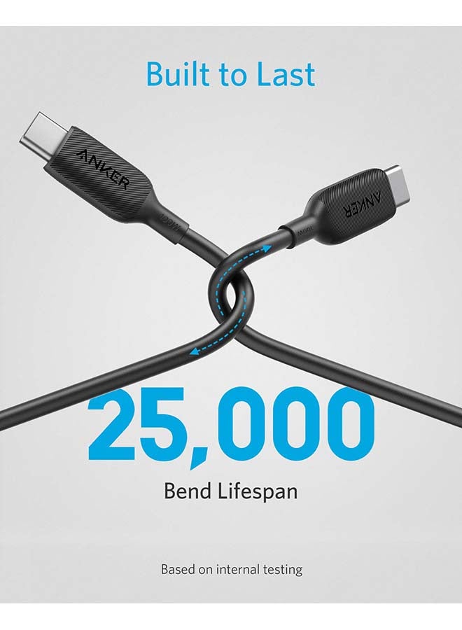 Anker - USB C Cable 60W, Anker Powerline III USB-C to USB-C Cable 2.0, USB C Charger Cable for MacBook Pro 2020, iPad Pro 2020, Switch, Galaxy S20 Plus S9 S8 Plus and Pixel Black/Silver - Image 1