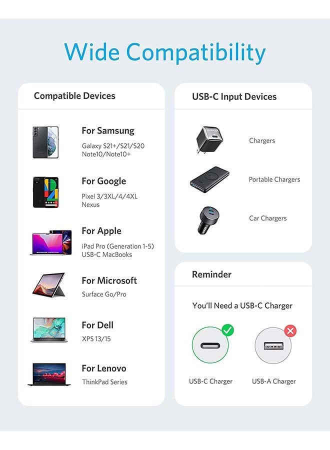 Anker - USB C Cable 60W, Anker Powerline III USB-C to USB-C Cable 2.0, USB C Charger Cable for MacBook Pro 2020, iPad Pro 2020, Switch, Galaxy S20 Plus S9 S8 Plus and Pixel Black/Silver - Image 1