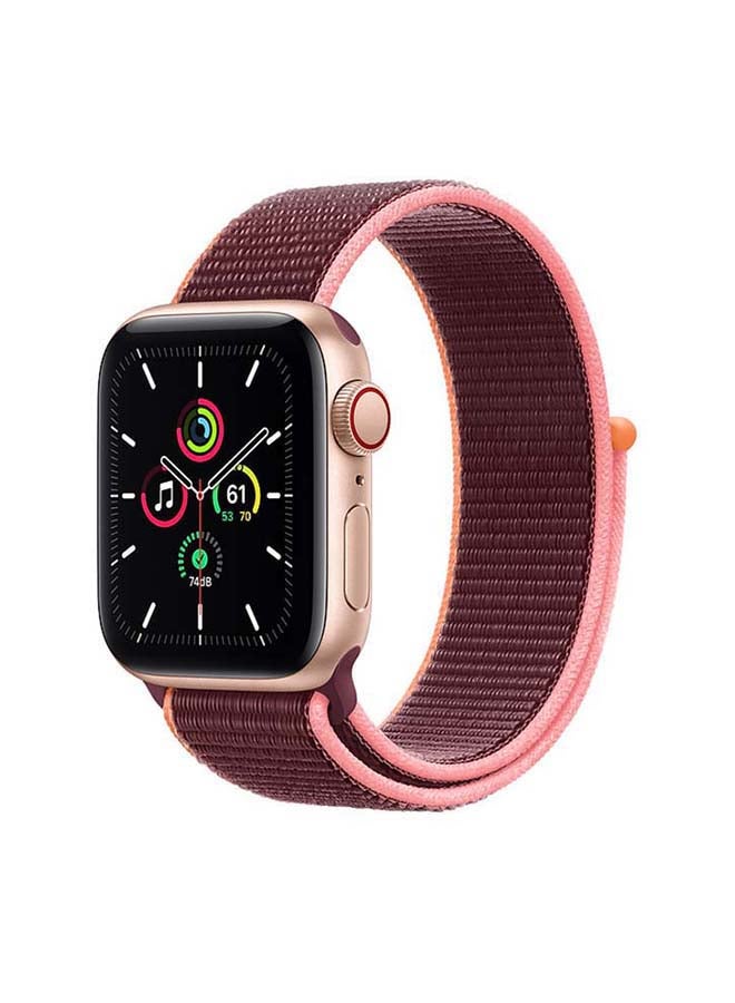 Apple Watch SE-44 mm (GPS + Cellular) Gold Aluminium Case with Sport Loop Plum  - Image 1