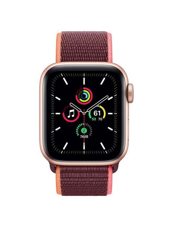 Apple Watch SE-44 mm (GPS + Cellular) Gold Aluminium Case with Sport Loop Plum  - Image 2