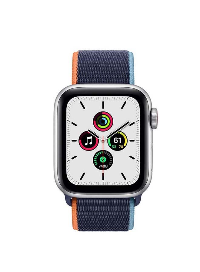Apple - Watch SE-40 mm (GPS+Cellular) Silver Aluminium Case with Sport Loop Deep Navy - Image 1