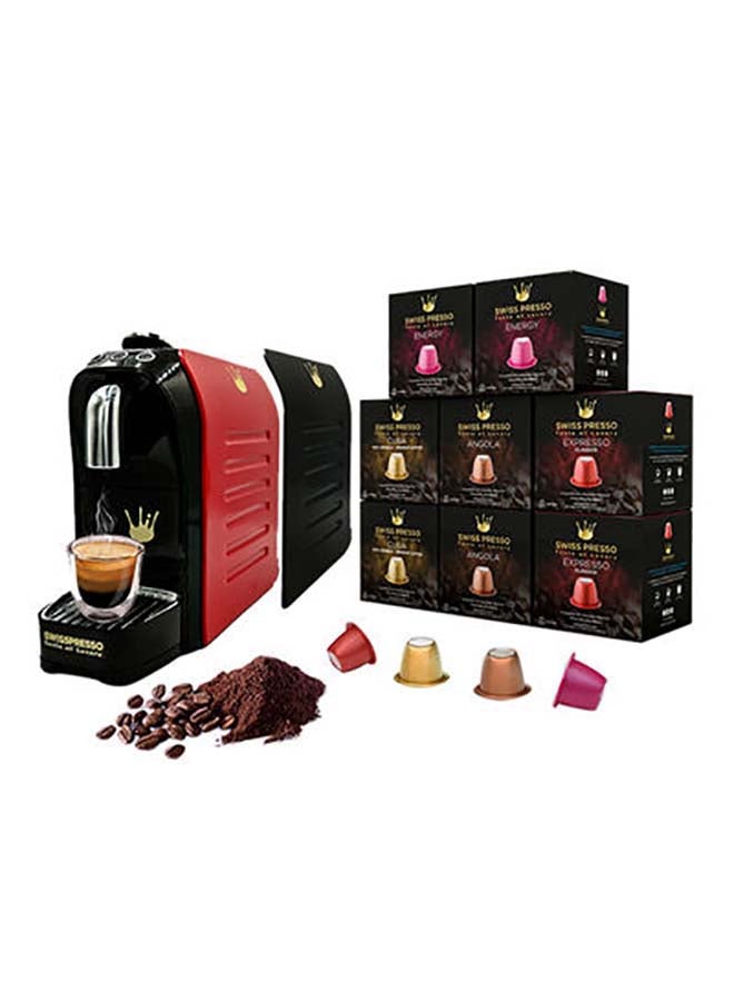 Swisspresso - Espresso Coffee Machine 1255W With 120 Coffee Capsules 0.7 L 1255.0 W SCM009 Red - Image 1
