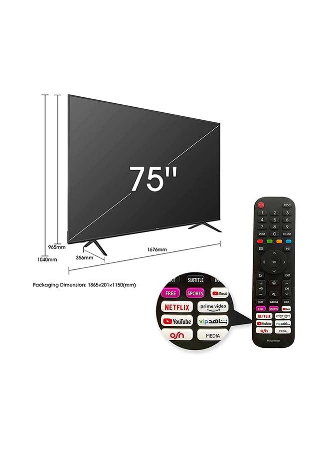 هايسنس - تلفزيون ذكي 75 بوصة بدقة 4K UHD HDR (نظام تشغيل Vidaa) 75A6GE أسود 75A6GE أسود - Image 1