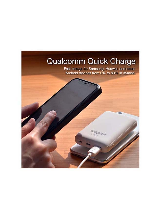 Energizer - 1000.0 mAh Ultimate Wireless Power Bank with Suction Cup, Dual Ouputs, Power Delivery 3.0 Output for iPhone/ iPad, QuickCharge3.0 Technology for Samsung Huawei, Redmi, OnePlus, Oppo, Vivo, Quick Recharging, LED Indicator, PowerSafe Management, 10W White - Image 1