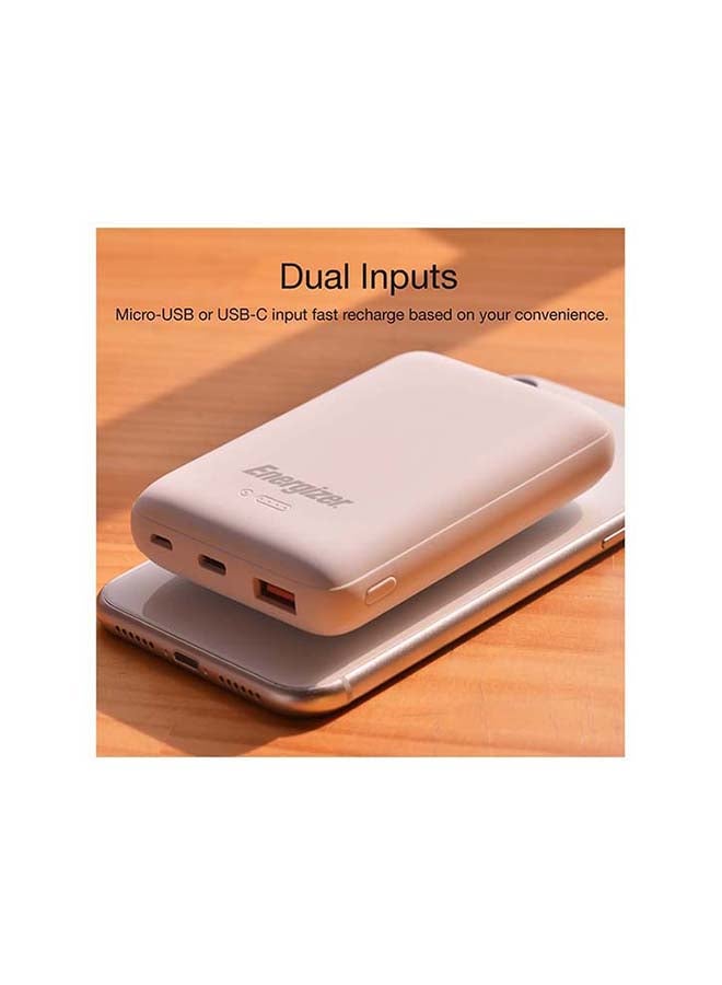 Energizer - 1000.0 mAh Ultimate Wireless Power Bank with Suction Cup, Dual Ouputs, Power Delivery 3.0 Output for iPhone/ iPad, QuickCharge3.0 Technology for Samsung Huawei, Redmi, OnePlus, Oppo, Vivo, Quick Recharging, LED Indicator, PowerSafe Management, 10W White - Image 1