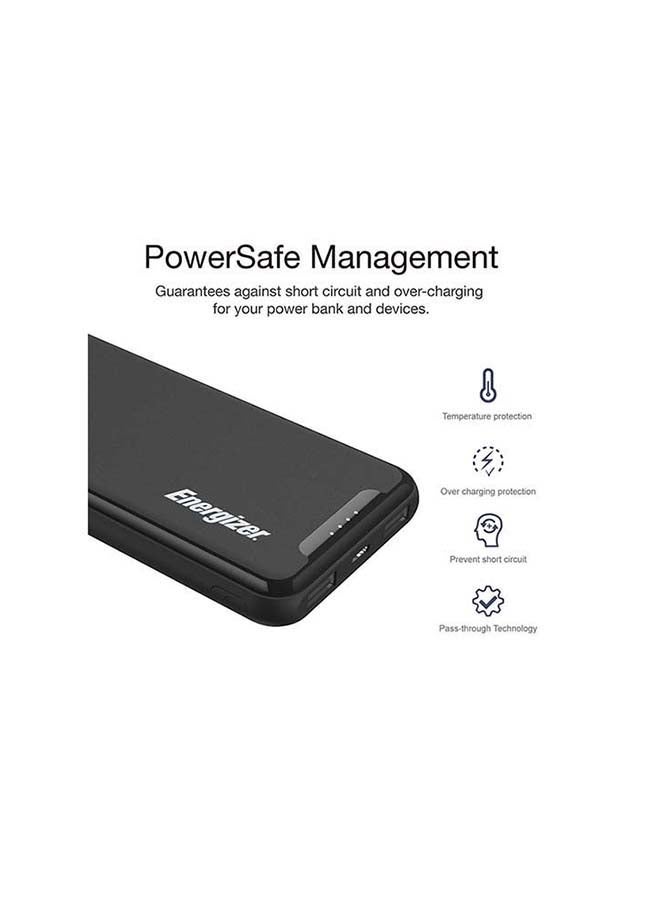 Energizer - 10000 mAh Fast Charging Power Bank with Power Delivery and Qualcomm Quick Charging, Dual Inputs and Triple Outputs Black - Image 1