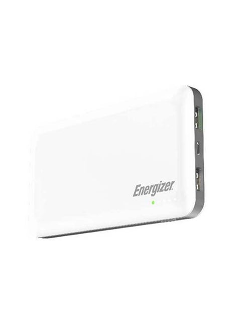 1000.0 mAh 10000 mAh HighTech Qualcomm Quick Charge 3.0 Ultra Slim Power Bank, Triple Outputs, 2- USB-A Outputs, Type-C Two Way Input/Output, Smart LED Design, PowerSafe Management White