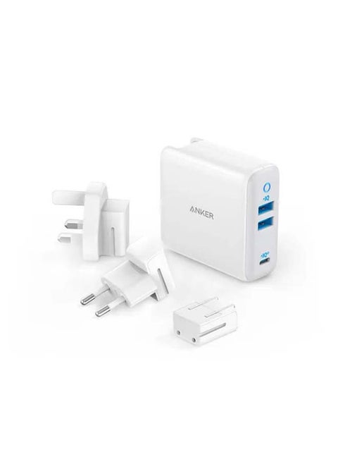 65W Powerport Charger, 3 Port Plugs White
