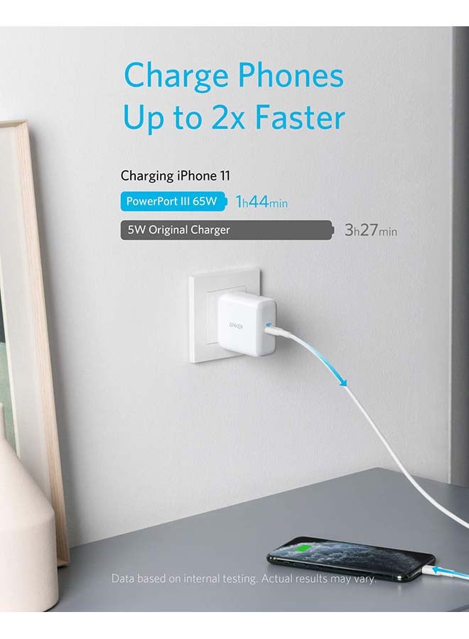 65W Powerport Charger, 3 Port Plugs White