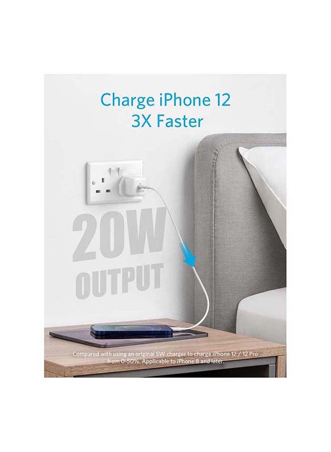Anker - Anker USB C Plug, 20W PIQ 3.0 Fast Charger for the New iPhone, PowerPort III USB-C Charger for iPhone 14 Pro Max/14 Pro/14 Plus/14/13/12/11, iPad/iPad mini, MagSafe, and More (Cable Not Included) White - Image 1