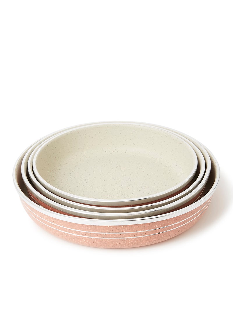 DESSINI - 4-Piece Non-Stick Bakeware Set Includes 1xPan(24cm),1xPan(26cm),1xPan(28cm),1xPan Beige/Light Pink 30cm - Image 1