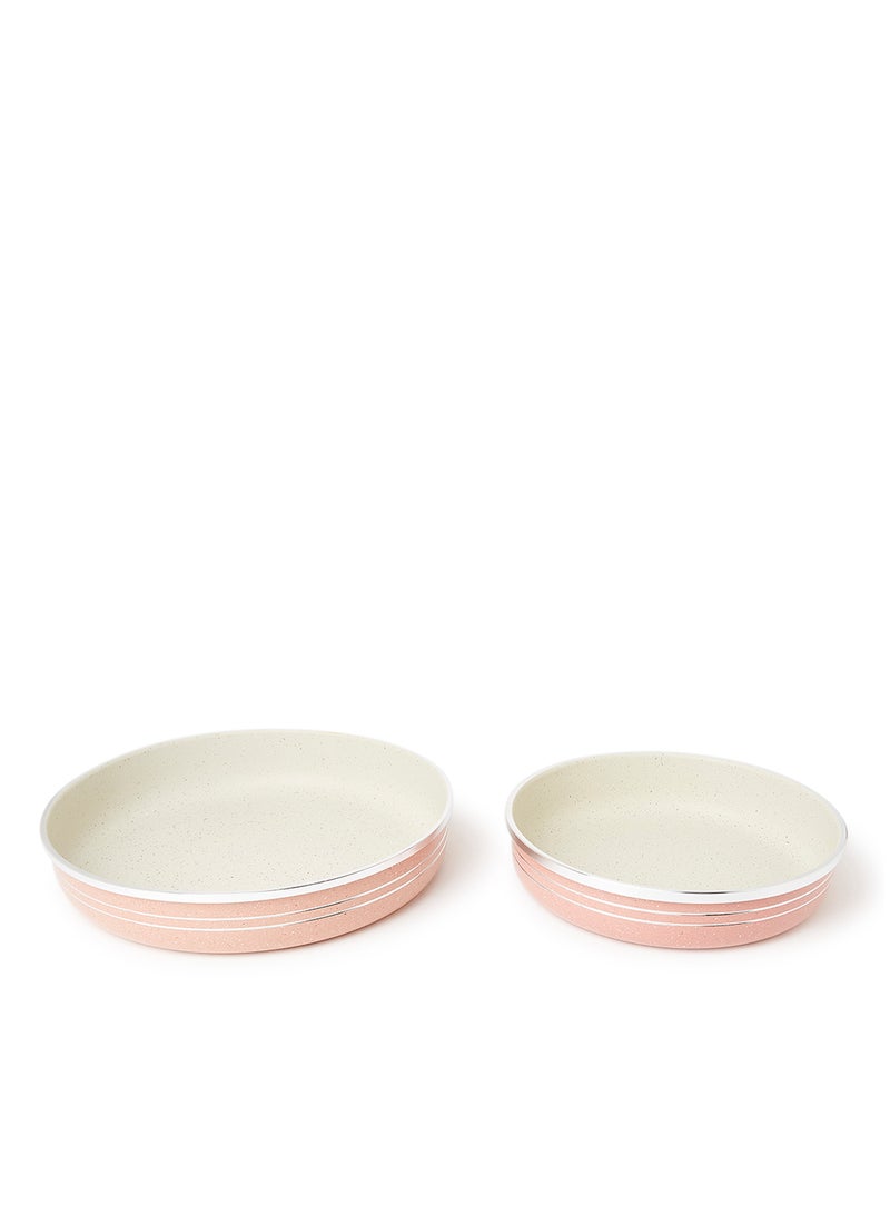 DESSINI - 4-Piece Non-Stick Bakeware Set Includes 1xPan(24cm),1xPan(26cm),1xPan(28cm),1xPan Beige/Light Pink 30cm - Image 1