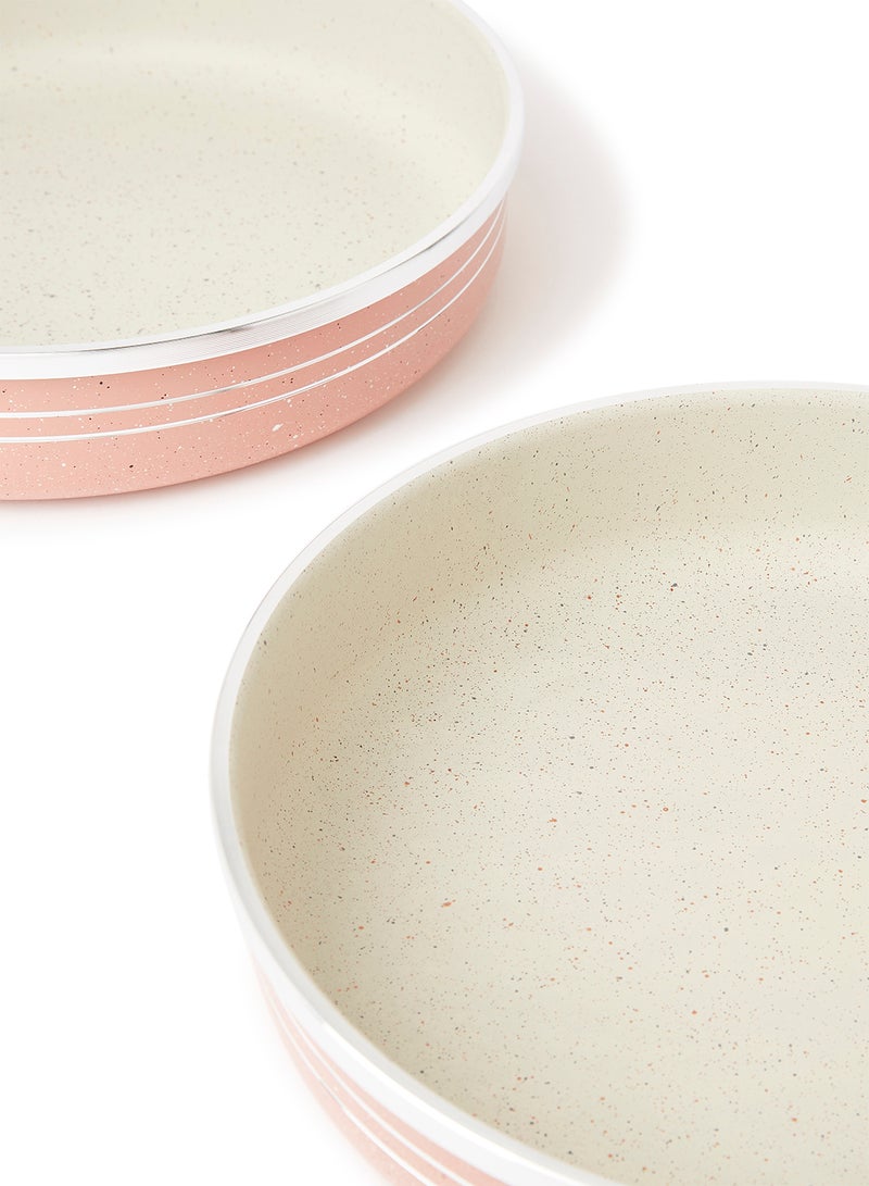 DESSINI - 4-Piece Non-Stick Bakeware Set Includes 1xPan(24cm),1xPan(26cm),1xPan(28cm),1xPan Beige/Light Pink 30cm - Image 1