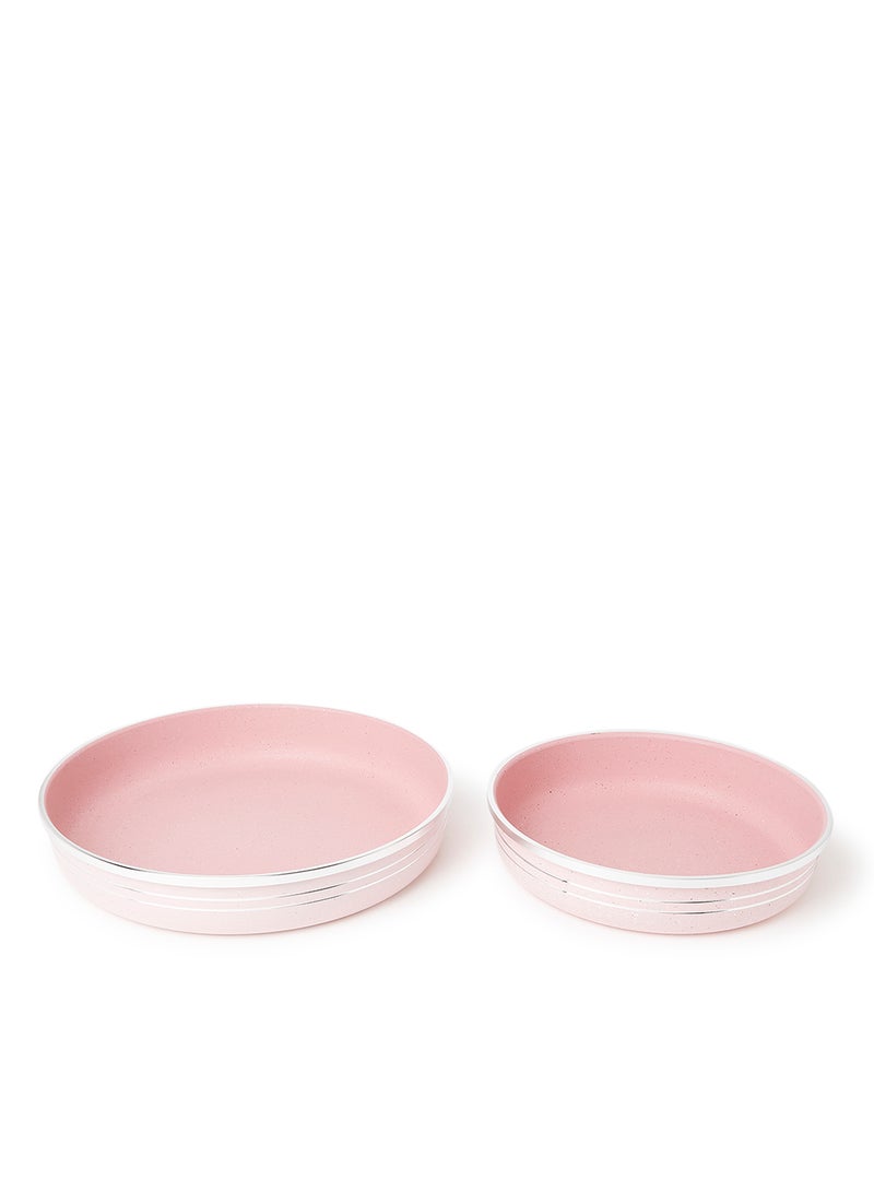 DESSINI 4-Piece Non-stick Bakeware Set Includes 1xPan(24cm),1xPan(26cm),1xPan(28cm),1xPan Light Pink/Silver 30cm  - Image 2
