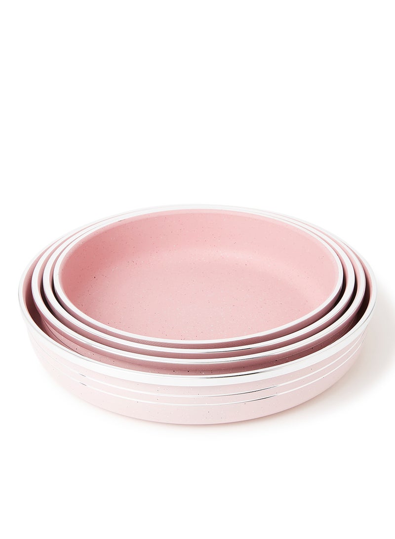DESSINI 4-Piece Non-stick Bakeware Set Includes 1xPan(24cm),1xPan(26cm),1xPan(28cm),1xPan Light Pink/Silver 30cm  - Image 1