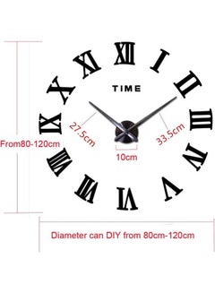 Captaintech 3D Frameless Wall Clock With Mirror Number Stickers For Home & Office Decoration Gold 120cm  - Image 3