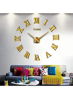 Captaintech 3D Frameless Wall Clock With Mirror Number Stickers For Home & Office Decoration Gold 120cm  - Image 1