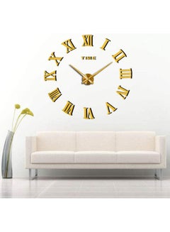 Captaintech 3D Frameless Wall Clock With Mirror Number Stickers For Home & Office Decoration Gold 120cm  - Image 2