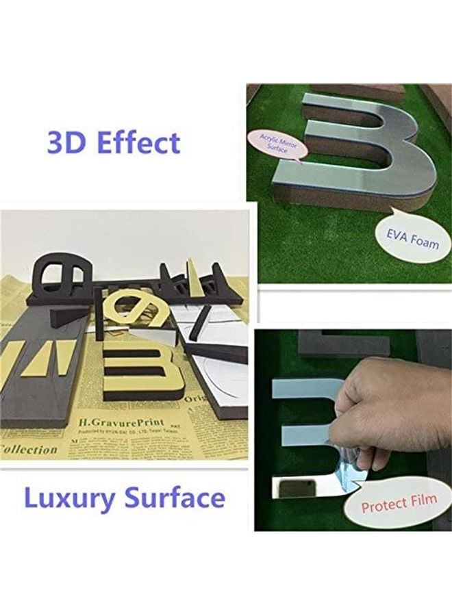 3D Frameless Wall Clock With Mirror Number Stickers For Home & Office Decoration Gold 120cm