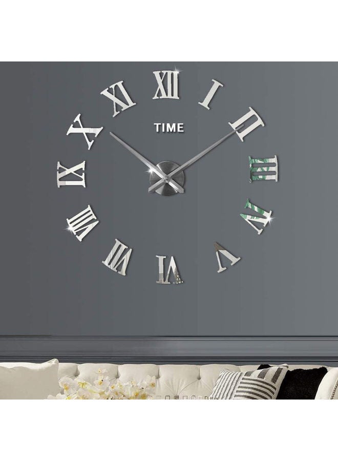 كابتن تيك ساعة حائط ثلاثية الأبعاد بدون إطار مع ملصقات أرقام عاكسة لتزيين المنزل والمكتب فضي 120سم - Image 2