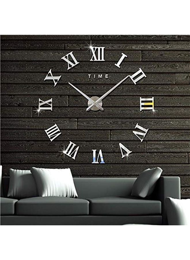 كابتن تيك ساعة حائط ثلاثية الأبعاد بدون إطار مع ملصقات أرقام عاكسة لتزيين المنزل والمكتب فضي 120سم - Image 1