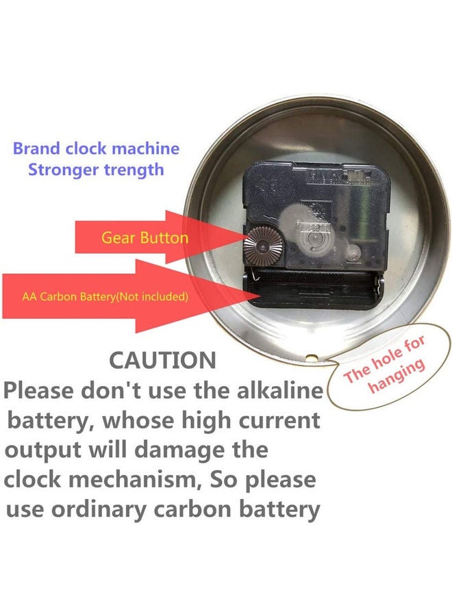 كابتن تيك ساعة حائط ثلاثية الأبعاد بدون إطار مع ملصقات أرقام عاكسة لتزيين المنزل والمكتب فضي 120سم - Image 4