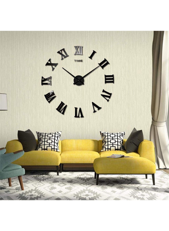 Captaintech 3D Frameless Wall Clock With Mirror Number Stickers For Home & Office Decoration Black 120cm  - Image 1