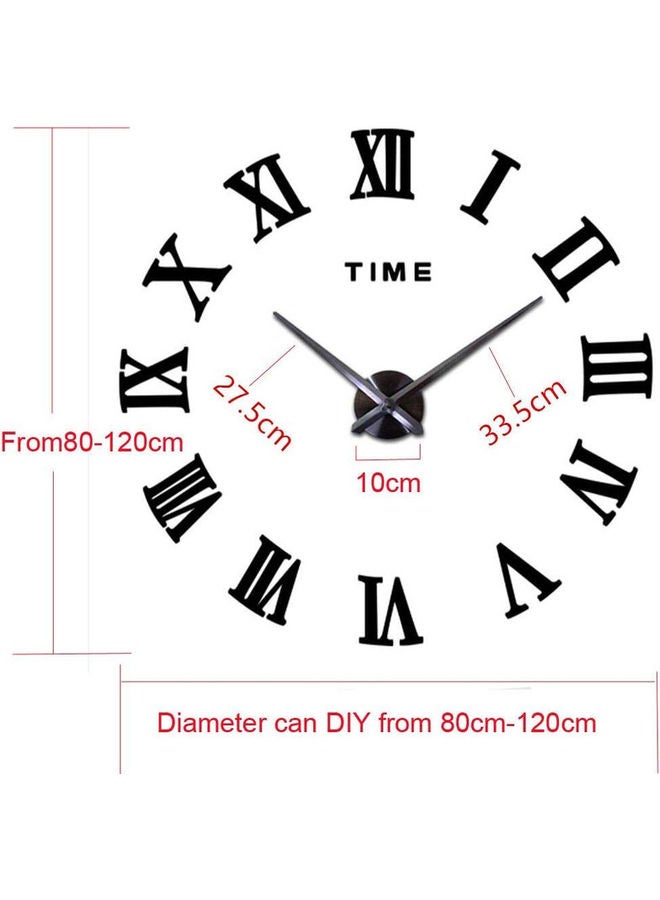 Captaintech 3D Frameless Wall Clock With Mirror Number Stickers For Home & Office Decoration Black 120cm  - Image 3