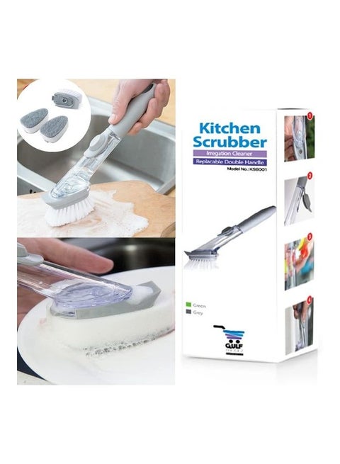 Kitchen Scrubber With Replacement Sponge Head Grey 23.5cm