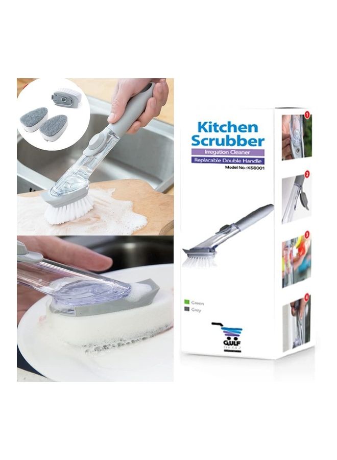 Gulfdealz - Kitchen Scrubber With Replacement Sponge Head Grey 23.5cm - Image 1