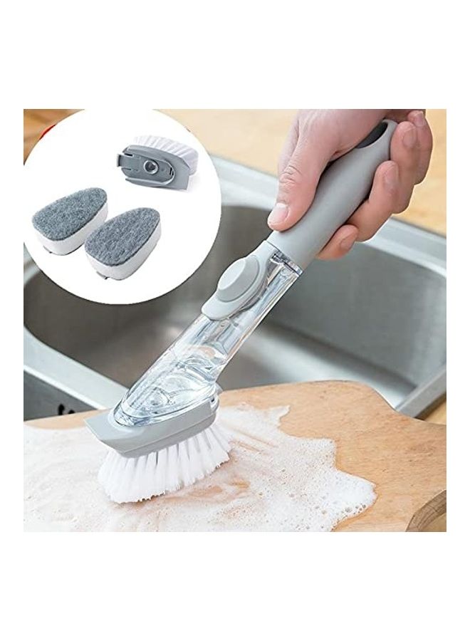 Gulfdealz - Kitchen Scrubber With Replacement Sponge Head Grey 23.5cm - Image 1