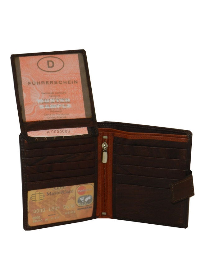 LAVERI LEATHER Genuine Leather Logo Detail Long Wallet Dark Brown - Image 4