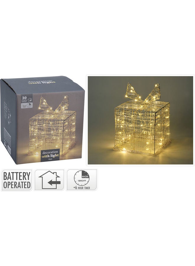 30 LED Christmas Gift Box Yellow/Black 15cm