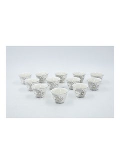 دانيا طقم فنجان عربي، 12 قطعة أبيض/رمادي 5x5x6سم  - Image 1