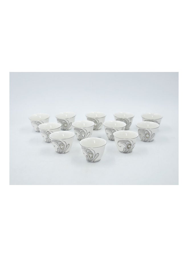 دانيا طقم فنجان عربي، 12 قطعة أبيض/رمادي 5x5x6سم - Image 1