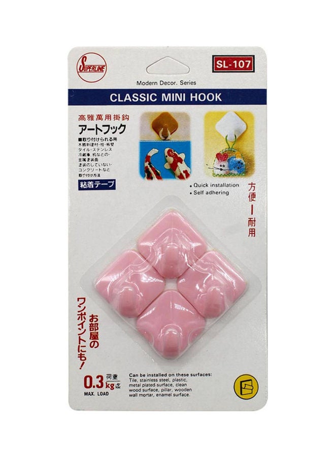 4-Piece Classic Mini Hook Set Pink 