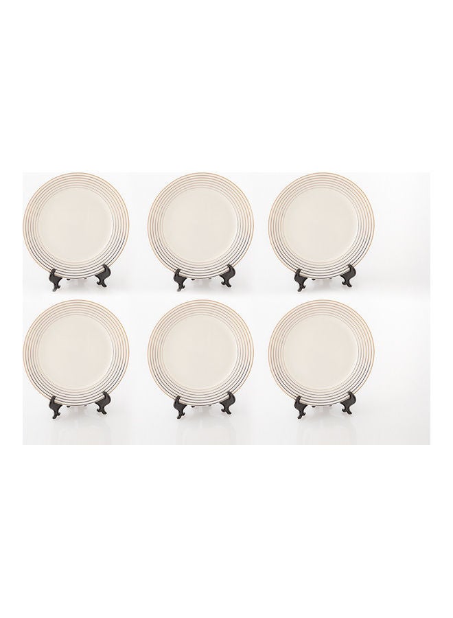 Dania 6-Piece Plate Set White/Gold 18x18x2cm  - Image 1