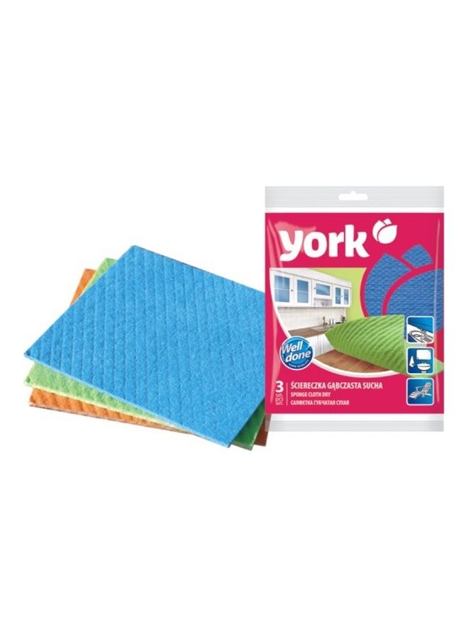 YORK 3-Piece Sponge Cloth Multicolour 1.7x2.2x0.3cm 