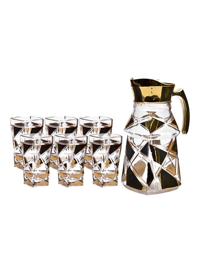 7-Piece Glass And Jug Set Clear/Gold/Black
