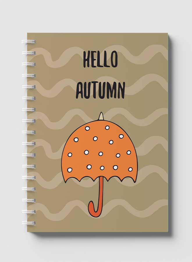 LOWHA Hello Autumn Umbrella Printed Spiral Notebook For School And Business Note Taking With 60 Sheets Multicolour  - Image 1