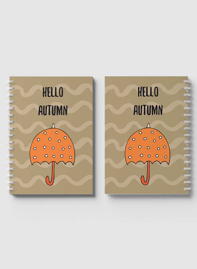 LOWHA Hello Autumn Umbrella Printed Spiral Notebook For School And Business Note Taking With 60 Sheets Multicolour  - Image 4